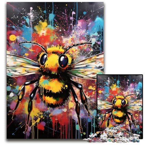 Bienen-Graffiti-Malerei-Puzzle 1000 Teile für Erwachsene, anspruchsvolles Rätsel, Denksportaufgabe, Spiel für Erwachsene, interaktive Familienaktivität, 26x38cm/10,23x14,96 Zoll Bienen-Graffiti-Malerei-Puzzle 1000 Teile für Erwachsene, anspruchsvolles Rätsel, Denksportaufgabe, Spiel für Erwachsene, interaktive Familienaktivität, 26x38cm/10,23x14,96 Zoll von MrChunlong