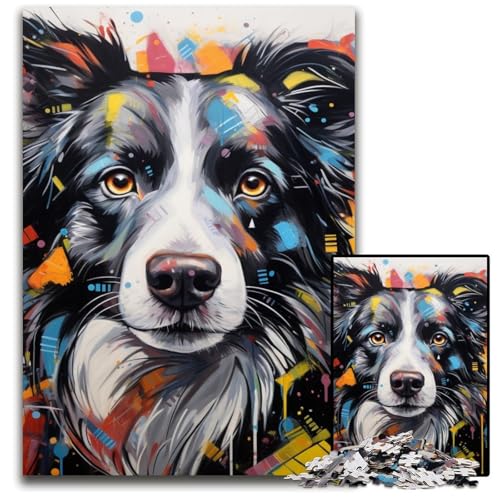 Border Collie Puzzle 1000 Teile für Erwachsene, anspruchsvolles Puzzle, Denksportaufgabe, Spiel für Erwachsene, interaktive Familienaktivität, 50x75cm/19,68x29,52 Zoll Border Collie Puzzle 1000 Teile für Erwachsene, anspruchsvolles Puzzle, Denksportaufgabe, Spiel für Erwachsene, interaktive Familienaktivität, 50x75cm/19,68x29,52 Zoll von MrChunlong
