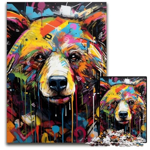 Braunbär-Graffiti-Puzzle, 1000 Teile, anspruchsvolles Denkspiel, Familienaktivität, Heimdekoration, 50x75cm/19,68x29,52 Zoll Braunbär-Graffiti-Puzzle, 1000 Teile, anspruchsvolles Denkspiel, Familienaktivität, Heimdekoration, 50x75cm/19,68x29,52 Zoll von MrChunlong