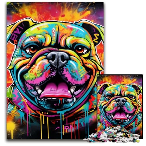 Bulldog-Puzzle 1000 Teile für Erwachsene, Puzzle für Erwachsene, Gehirn-Herausforderungsgeschenk, pädagogische Aktivität für Teenager, 50x75cm/19,68x29,52 Zoll von MrChunlong