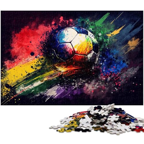 Bunte Fußball-Puzzles für Erwachsene, 1000 Teile, aus Pappe, anspruchsvolles Denkspiel für Teenager, Spaß für den Spieleabend mit der Familie, 26x38cm/10,23x14,96 Zoll von MrChunlong