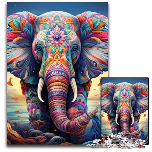 Bunte Kunst-Elefanten-Puzzles für Erwachsene, 1000-teiliges Papp-Puzzle für Erwachsene, anspruchsvolles Denkspiel für Teenager, Spaß für den Familienspieleabend, 26x38cm/10,23x14,96 Zoll Bunte Kunst-Elefanten-Puzzles für Erwachsene, 1000-teiliges Papp-Puzzle für Erwachsene, anspruchsvolles Denkspiel für Teenager, Spaß für den Familienspieleabend, 26x38cm/10,23x14,96 Zoll von MrChunlong
