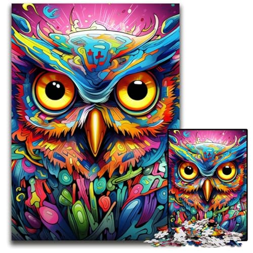 Bunte Kunst-Eule, 1000-teiliges Puzzle aus Karton, DIY-Dekoration, Gehirn-Herausforderung, für Erwachsene, Familie, 26x38cm/10,23x14,96 Zoll Bunte Kunst-Eule, 1000-teiliges Puzzle aus Karton, DIY-Dekoration, Gehirn-Herausforderung, für Erwachsene, Familie, 26x38cm/10,23x14,96 Zoll von MrChunlong