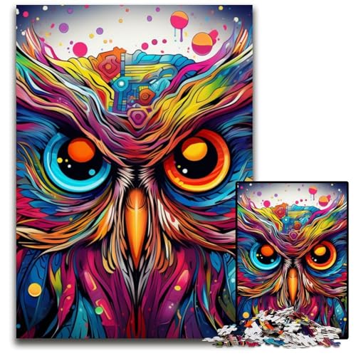 Bunte Kunst-Eule, 1000-teiliges Puzzle für Erwachsene, Papppuzzle, perfekte Dekoration für Zuhause oder das Büro, 26x38cm/10,23x14,96 Zoll Bunte Kunst-Eule, 1000-teiliges Puzzle für Erwachsene, Papppuzzle, perfekte Dekoration für Zuhause oder das Büro, 26x38cm/10,23x14,96 Zoll von MrChunlong