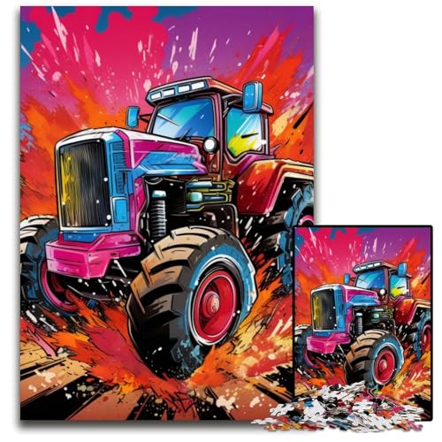 Bunte Traktor-Puzzles für Erwachsene, 1000 Teile, Papppuzzles, anspruchsvolles Denkspiel für Teenager, Spaß für den Familienspieleabend, 26x38cm/10,23x14,96 Zoll von MrChunlong