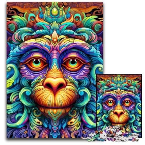 Bunter AFFE, 1000-teiliges Puzzle, Holzpuzzle, DIY-Dekoration, Gehirn-Herausforderung, für Erwachsene, Familie, 50x75cm/19,68x29,52 Zoll Bunter AFFE, 1000-teiliges Puzzle, Holzpuzzle, DIY-Dekoration, Gehirn-Herausforderung, für Erwachsene, Familie, 50x75cm/19,68x29,52 Zoll von MrChunlong