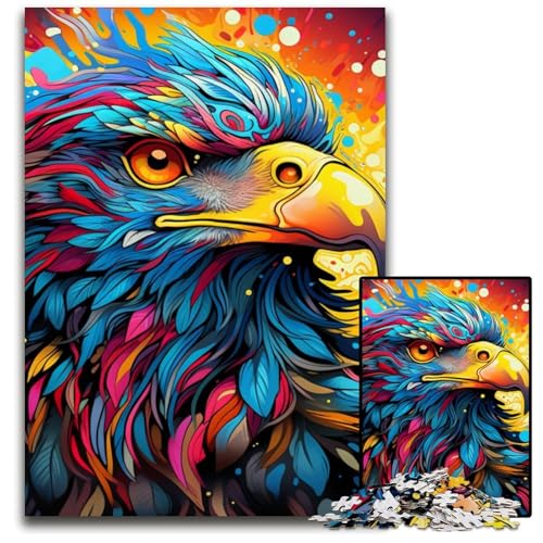 Bunter Adler, 1000-teiliges Puzzle für Erwachsene, Holzpuzzle, perfekte Dekoration für Zuhause oder das Büro, 50x75cm/19,68x29,52 Zoll Bunter Adler, 1000-teiliges Puzzle für Erwachsene, Holzpuzzle, perfekte Dekoration für Zuhause oder das Büro, 50x75cm/19,68x29,52 Zoll von MrChunlong