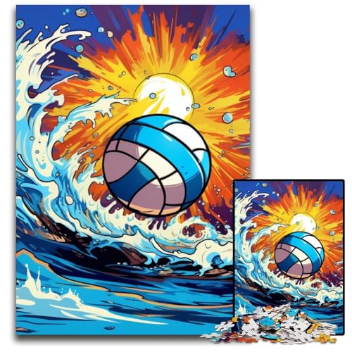 Bunter Beachvolleyball, 1000-teiliges Puzzle, Geschenke, Unmögliches Puzzle für Erwachsene, Herausforderndes Denkspiel für Teenager, Familienspaß, Interaktives Spiel, 50x75cm/19,68x29,52 Zoll von MrChunlong