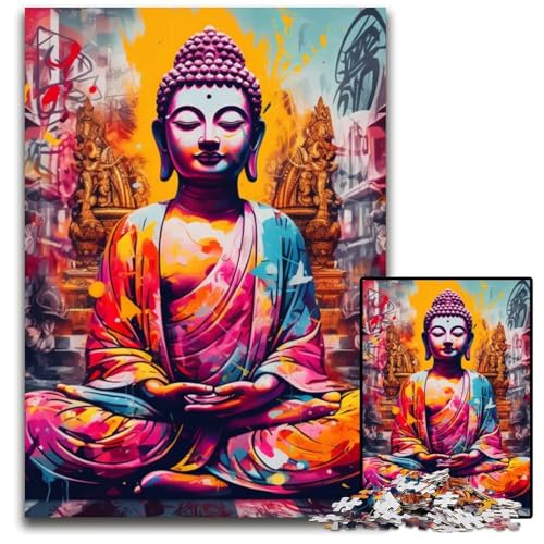 Bunter Buddha, 1000-teiliges Puzzle, Geschenke, Unmögliches Puzzle für Erwachsene, Herausforderndes Denkspiel für Teenager, Familienspaß, Interaktives Spiel, 26x38cm/10,23x14,96 Zoll von MrChunlong