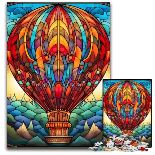 Bunter Kunst-Heißluftballon, 1000-teiliges Puzzle, Geschenke, Unmögliches Puzzle für Erwachsene, Herausforderndes Denkspiel für Teenager, Familienspaß, Interaktives Spiel, 26x38cm/10,23x14,96 Zoll von MrChunlong