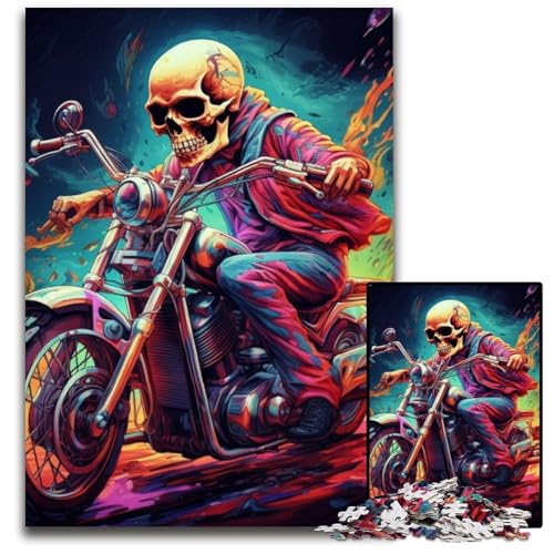 Bunter Kunst-Totenkopf, 1000-teiliges Puzzle, Holzpuzzle für Erwachsene, anspruchsvolles Denkspiel – entspannendes Spielzeug für Teenager, 50x75cm/19,68x29,52 Zoll von MrChunlong