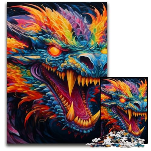 Bunter Kunstdrache, 1000-teiliges Puzzle, Holzpuzzle für Erwachsene, für Teenager und Jugendliche, ideales Geburtstags, 50x75cm/19,68x29,52 Zoll Bunter Kunstdrache, 1000-teiliges Puzzle, Holzpuzzle für Erwachsene, für Teenager und Jugendliche, ideales Geburtstags, 50x75cm/19,68x29,52 Zoll von MrChunlong