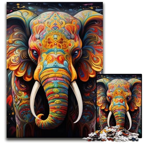 Bunter Kunstelefant, 1000 Teile, Puzzle-Geschenke, Unmögliches Puzzle für Erwachsene, Herausforderndes Denkspiel für Teenager, Familienspaß, Interaktives Spiel, 50x75cm/19,68x29,52 Zoll Bunter Kunstelefant, 1000 Teile, Puzzle-Geschenke, Unmögliches Puzzle für Erwachsene, Herausforderndes Denkspiel für Teenager, Familienspaß, Interaktives Spiel, 50x75cm/19,68x29,52 Zoll von MrChunlong