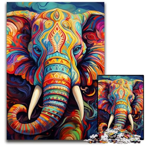 Bunter Kunstelefant, 1000 Teile, Puzzle-Geschenke, Unmögliches Puzzle für Erwachsene, Herausforderndes Denkspiel für Teenager, Familienspaß, Interaktives Spiel, 50x75cm/19,68x29,52 Zoll Bunter Kunstelefant, 1000 Teile, Puzzle-Geschenke, Unmögliches Puzzle für Erwachsene, Herausforderndes Denkspiel für Teenager, Familienspaß, Interaktives Spiel, 50x75cm/19,68x29,52 Zoll von MrChunlong