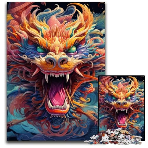 Bunter chinesischer Drache, 1000 Teile, Puzzle-Geschenke, Unmögliches Puzzle für Erwachsene, Herausforderndes Denkspiel für Teenager, Familienspaß, Interaktives Spiel, 50x75cm/19,68x29,52 Zoll Bunter chinesischer Drache, 1000 Teile, Puzzle-Geschenke, Unmögliches Puzzle für Erwachsene, Herausforderndes Denkspiel für Teenager, Familienspaß, Interaktives Spiel, 50x75cm/19,68x29,52 Zoll von MrChunlong