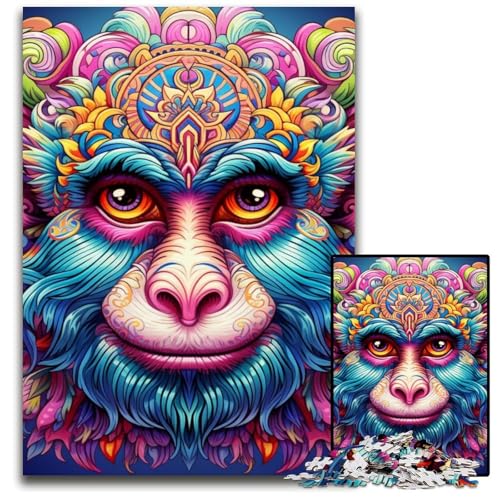 Buntes Affen-Puzzle 1000 Teile für Erwachsene, Holzpuzzle für Erwachsene, ideales DIY-Dekor und Denksport-Geschenk, 50x75cm/19,68x29,52 Zoll Buntes Affen-Puzzle 1000 Teile für Erwachsene, Holzpuzzle für Erwachsene, ideales DIY-Dekor und Denksport-Geschenk, 50x75cm/19,68x29,52 Zoll von MrChunlong
