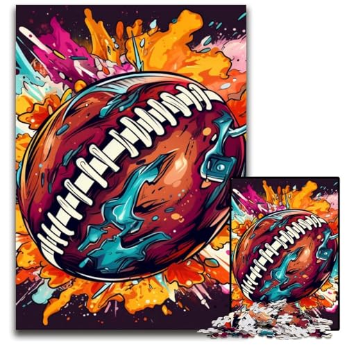 Buntes American Football 1000-teiliges Puzzle aus Holz für Erwachsene. Anspruchsvolles Denkspiel – Entspannendes Spielzeug für Teenager. 50x75cm/19,68x29,52 Zoll Buntes American Football 1000-teiliges Puzzle aus Holz für Erwachsene. Anspruchsvolles Denkspiel – Entspannendes Spielzeug für Teenager. 50x75cm/19,68x29,52 Zoll von MrChunlong