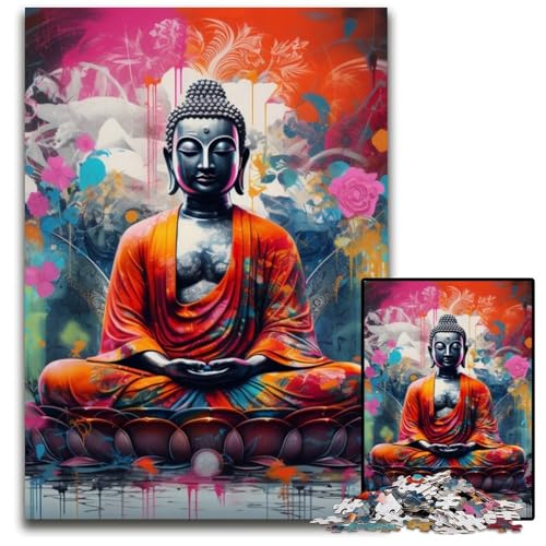 Buntes Buddha-Puzzle 1000 Teile für Erwachsene, anspruchsvolle Rätsel, Denksportaufgabe, Spiel für Erwachsene, interaktive Aktivität für die Familie, 26x38cm/10,23x14,96 Zoll von MrChunlong