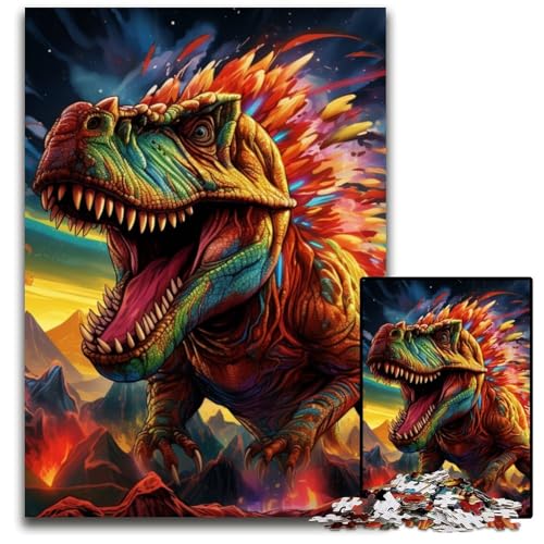 Buntes Dinosaurier-Puzzle für Erwachsene, 1000 Teile, Holzpuzzle, anspruchsvolles Denkspiel für Teenager, Spaß für den Familienspielabend, 50x75cm/19,68x29,52 Zoll Buntes Dinosaurier-Puzzle für Erwachsene, 1000 Teile, Holzpuzzle, anspruchsvolles Denkspiel für Teenager, Spaß für den Familienspielabend, 50x75cm/19,68x29,52 Zoll von MrChunlong