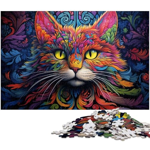 Buntes Katzen-Puzzle 1000 Teile für Erwachsene. Puzzles perfekt für Familienfeiern, Geburtstage, Feiertage, 50x75cm/19,68x29,52 Zoll von MrChunlong