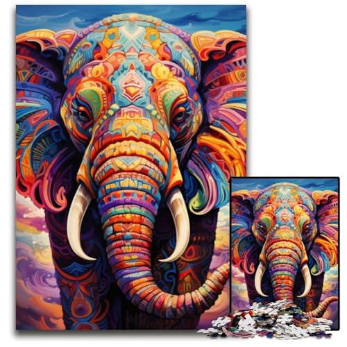 Buntes Kunst-Elefanten-Puzzle mit 1000 Teilen, schwierige Puzzles für Erwachsene für Teenager, Familienspieleabend, hirnfordernde Geschenkidee, 50x75cm/19,68x29,52 Zoll Buntes Kunst-Elefanten-Puzzle mit 1000 Teilen, schwierige Puzzles für Erwachsene für Teenager, Familienspieleabend, hirnfordernde Geschenkidee, 50x75cm/19,68x29,52 Zoll von MrChunlong