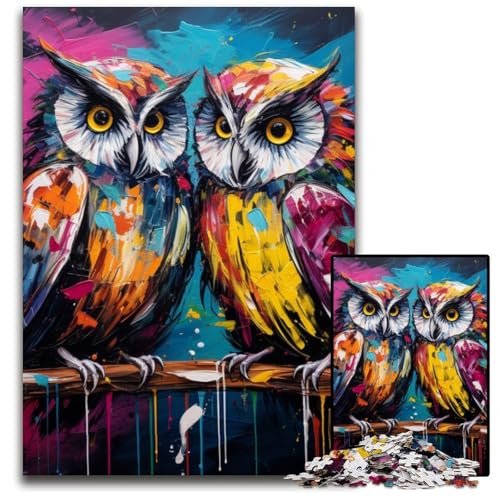 Buntes Kunst-Eulen-Puzzle, 1000 Teile, Papp-Puzzle für Erwachsene, anspruchsvolles Denkspiel, entspannendes Spielzeug für Teenager, 26x38cm/10,23x14,96 Zoll Buntes Kunst-Eulen-Puzzle, 1000 Teile, Papp-Puzzle für Erwachsene, anspruchsvolles Denkspiel, entspannendes Spielzeug für Teenager, 26x38cm/10,23x14,96 Zoll von MrChunlong
