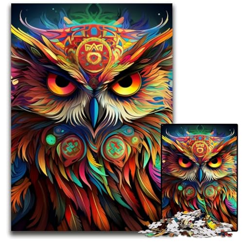 Buntes Kunst-Eulen-Puzzle, 1000 Teile, Unmögliches Puzzle für Erwachsene, Geburtstage und Feiertage, 50x75cm/19,68x29,52 Zoll Buntes Kunst-Eulen-Puzzle, 1000 Teile, Unmögliches Puzzle für Erwachsene, Geburtstage und Feiertage, 50x75cm/19,68x29,52 Zoll von MrChunlong