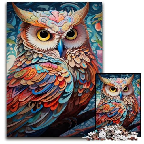 Buntes Kunst-Eulen-Puzzle für Erwachsene, 1000 Teile, Holzpuzzle, Denksportspiel für Teenager, 50x75cm/19,68x29,52 Zoll Buntes Kunst-Eulen-Puzzle für Erwachsene, 1000 Teile, Holzpuzzle, Denksportspiel für Teenager, 50x75cm/19,68x29,52 Zoll von MrChunlong