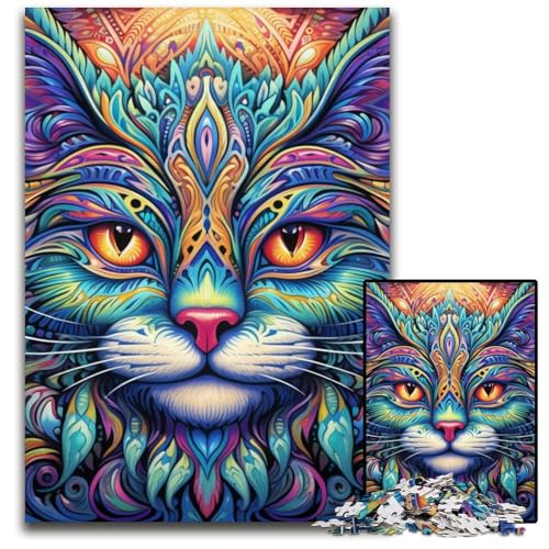 Buntes Kunst-Katzen-Puzzle, 1000 Teile, Holzpuzzle für Erwachsene, anspruchsvolles Denkspiel – entspannendes Spielzeug für Teenager, 50x75cm/19,68x29,52 Zoll Buntes Kunst-Katzen-Puzzle, 1000 Teile, Holzpuzzle für Erwachsene, anspruchsvolles Denkspiel – entspannendes Spielzeug für Teenager, 50x75cm/19,68x29,52 Zoll von MrChunlong