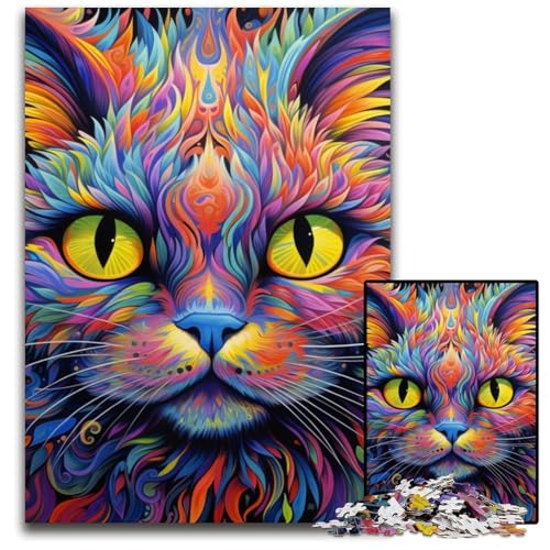 Buntes Kunst-Katzen-Puzzle 1000 Teile für Erwachsene, Puzzle für Erwachsene, Gehirn-Herausforderungsgeschenk, pädagogische Aktivität für Teenager, 50x75cm/19,68x29,52 Zoll Buntes Kunst-Katzen-Puzzle 1000 Teile für Erwachsene, Puzzle für Erwachsene, Gehirn-Herausforderungsgeschenk, pädagogische Aktivität für Teenager, 50x75cm/19,68x29,52 Zoll von MrChunlong