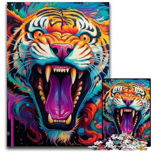 Buntes Kunst-Tiger-Puzzle, 1000 Teile, Papp-Puzzle für Erwachsene, anspruchsvolles Denkspiel, entspannendes Spielzeug für Teenager, 26x38cm/10,23x14,96 Zoll Buntes Kunst-Tiger-Puzzle, 1000 Teile, Papp-Puzzle für Erwachsene, anspruchsvolles Denkspiel, entspannendes Spielzeug für Teenager, 26x38cm/10,23x14,96 Zoll von MrChunlong