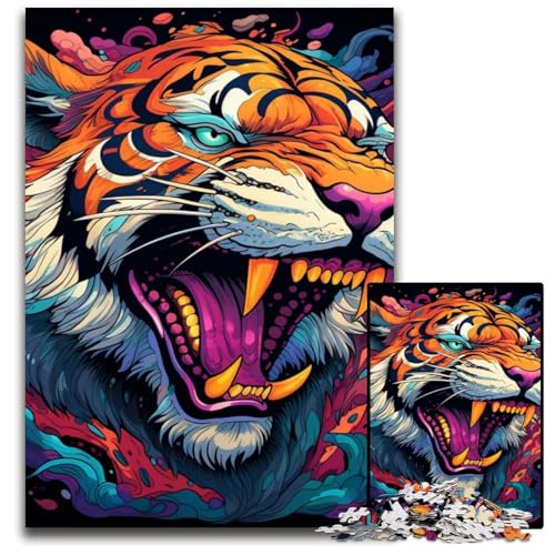Buntes Kunst-Tiger-Puzzle für Erwachsene, 1000 Teile, Holzpuzzle, Denksportspiel für Teenager, 50x75cm/19,68x29,52 Zoll Buntes Kunst-Tiger-Puzzle für Erwachsene, 1000 Teile, Holzpuzzle, Denksportspiel für Teenager, 50x75cm/19,68x29,52 Zoll von MrChunlong
