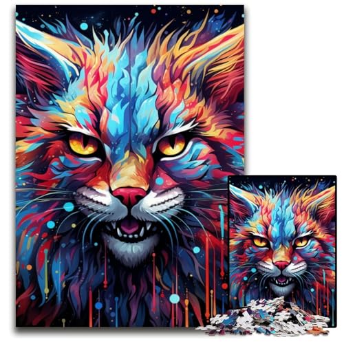 Buntes Luchs-Puzzle 1000 Teile für Erwachsene, Holzpuzzle für Erwachsene, ideales DIY-Dekor und Denksport-Geschenk, 50x75cm/19,68x29,52 Zoll von MrChunlong