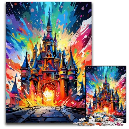 Buntes Schloss-Puzzle 1000 Teile für Erwachsene, anspruchsvolle Rätsel, Denksportaufgabe, Spiel für Erwachsene, interaktive Familienaktivität, 26x38cm/10,23x14,96 Zoll von MrChunlong