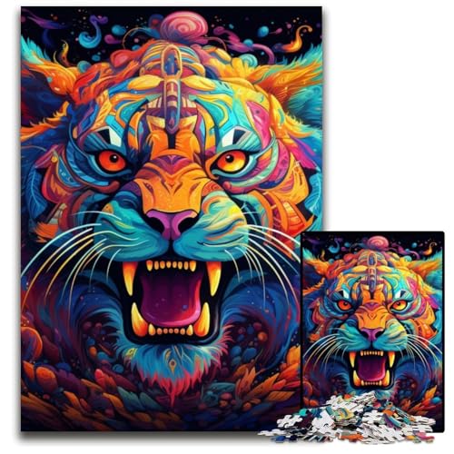 Buntes Tiger-Puzzle für Erwachsene, 1000-teiliges Holzpuzzle für Erwachsene, anspruchsvolles Denkspiel für Teenager, Spaß für den Familienspieleabend, 50x75cm/19,68x29,52 Zoll Buntes Tiger-Puzzle für Erwachsene, 1000-teiliges Holzpuzzle für Erwachsene, anspruchsvolles Denkspiel für Teenager, Spaß für den Familienspieleabend, 50x75cm/19,68x29,52 Zoll von MrChunlong