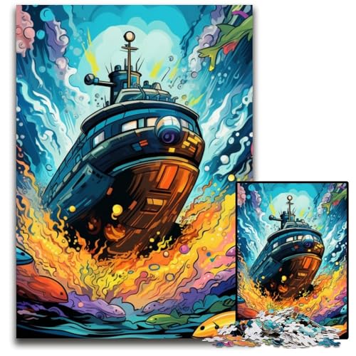 Buntes U-Boot-Puzzle 1000 Teile für Erwachsene, Puzzle für Erwachsene, Gehirn-Herausforderungsgeschenk, pädagogische Aktivität für Teenager, 26x38cm/10,23x14,96 Zoll von MrChunlong