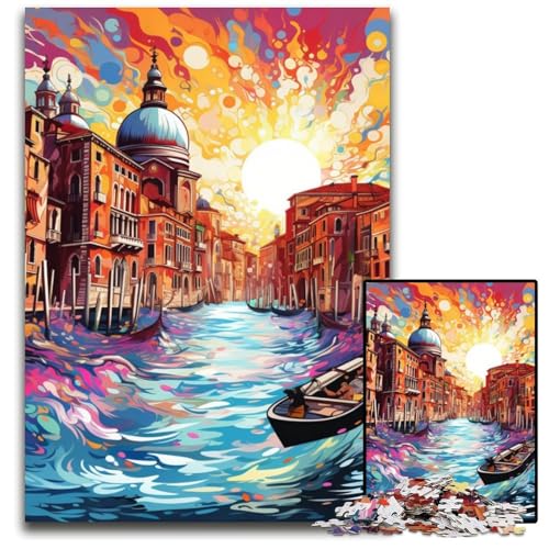 Buntes Venedig-Puzzle mit 1000 Teilen, Holzpuzzle für Erwachsene, anspruchsvolles Denkspiel – entspannendes Spielzeug für Teenager, 50x75cm/19,68x29,52 Zoll Buntes Venedig-Puzzle mit 1000 Teilen, Holzpuzzle für Erwachsene, anspruchsvolles Denkspiel – entspannendes Spielzeug für Teenager, 50x75cm/19,68x29,52 Zoll von MrChunlong