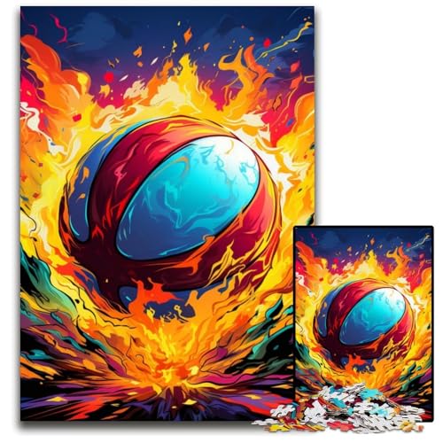 Buntes Volleyball-Puzzle für Erwachsene, 1000-teiliges Holzpuzzle, anspruchsvolles Denkspiel für Teenager, Spaß für den Familienspieleabend, 50x75cm/19,68x29,52 Zoll von MrChunlong
