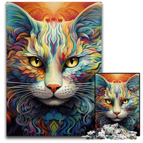 Buntes psychedelisches Katzen-Puzzle mit 1000 Teilen für Erwachsene. Puzzles, perfekt für Familienfeiern, Geburtstage, Feiertage, 50x75cm/19,68x29,52 Zoll Buntes psychedelisches Katzen-Puzzle mit 1000 Teilen für Erwachsene. Puzzles, perfekt für Familienfeiern, Geburtstage, Feiertage, 50x75cm/19,68x29,52 Zoll von MrChunlong