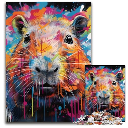 Capybara-Graffiti-Puzzle 1000 Teile für Erwachsene, anspruchsvolles Rätsel, Denksportaufgabe, Spiel für Erwachsene, interaktive Familienaktivität, 50x75cm/19,68x29,52 Zoll von MrChunlong