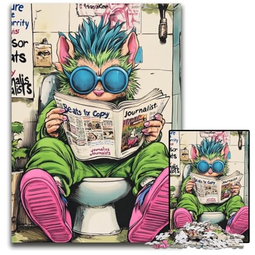 Cat Go Toilet Puzzle 1000 Teile für Erwachsene, Papppuzzle für Erwachsene, ideales DIY-Dekor und Denksportgeschenk, 26x38cm/10,23x14,96 Zoll Cat Go Toilet Puzzle 1000 Teile für Erwachsene, Papppuzzle für Erwachsene, ideales DIY-Dekor und Denksportgeschenk, 26x38cm/10,23x14,96 Zoll von MrChunlong