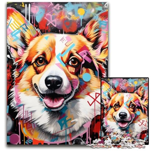Corgi-Graffiti-Puzzle, 1000 Teile, anspruchsvolles Denkspiel, Familienaktivität, Heimdekoration, 26x38cm/10,23x14,96 Zoll Corgi-Graffiti-Puzzle, 1000 Teile, anspruchsvolles Denkspiel, Familienaktivität, Heimdekoration, 26x38cm/10,23x14,96 Zoll von MrChunlong