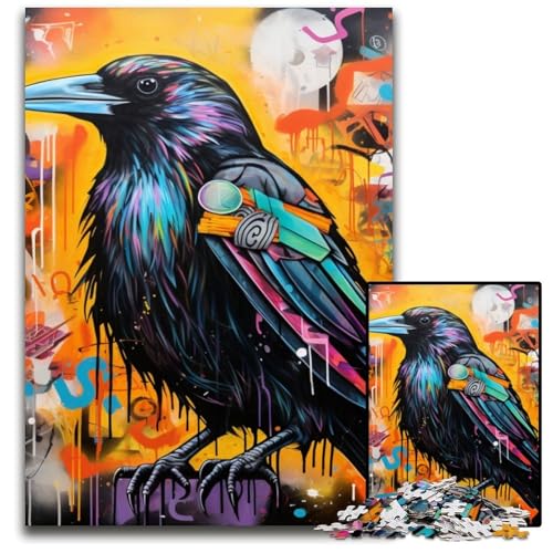 Crow Graffiti 1000-teiliges Puzzle, Holzpuzzle für Erwachsene, anspruchsvolles Denkspiel – entspannendes Spielzeug für Teenager, 50x75cm/19,68x29,52 Zoll Crow Graffiti 1000-teiliges Puzzle, Holzpuzzle für Erwachsene, anspruchsvolles Denkspiel – entspannendes Spielzeug für Teenager, 50x75cm/19,68x29,52 Zoll von MrChunlong