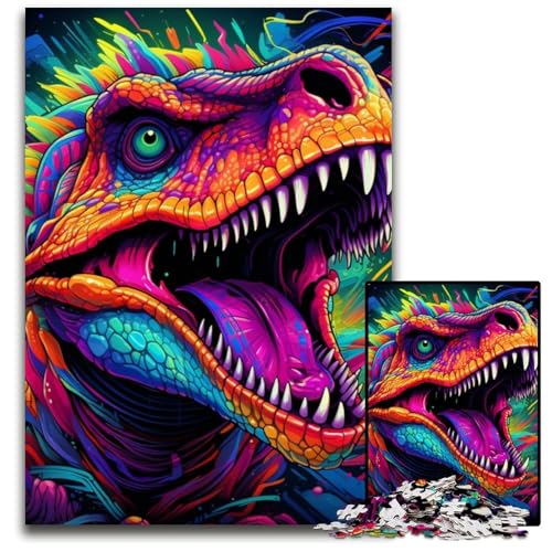 Dinosaurier-Kunst-Puzzle für Erwachsene, 1000 Teile, Holzpuzzle, Denkspiel für Teenager, 50x75cm/19,68x29,52 Zoll von MrChunlong