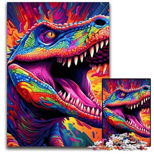 Dinosaurier-Kunst-Puzzle für Erwachsene, 1000 Teile, Papppuzzle, Denkspiel für Teenager, 26x38cm/10,23x14,96 Zoll von MrChunlong