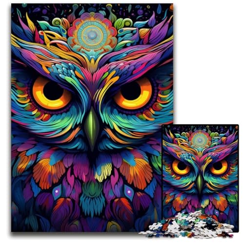 Farbige Eule, 1000-teiliges Puzzle für Erwachsene, Holzpuzzle, perfekte Dekoration für Zuhause oder das Büro, 50x75cm/19,68x29,52 Zoll Farbige Eule, 1000-teiliges Puzzle für Erwachsene, Holzpuzzle, perfekte Dekoration für Zuhause oder das Büro, 50x75cm/19,68x29,52 Zoll von MrChunlong
