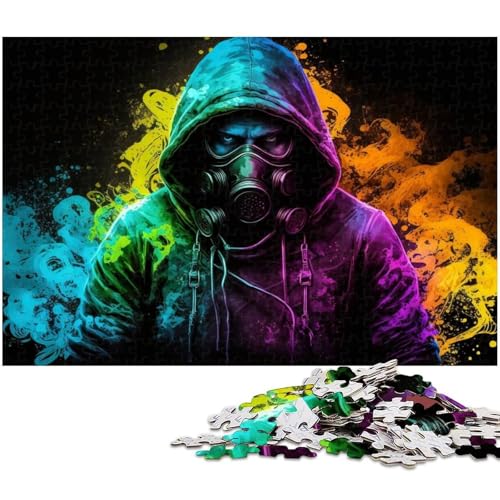 Farbige Gasmasken, 1000-teiliges Puzzle-Geschenk, Unmögliches Puzzle für Erwachsene, Herausforderndes Denkspiel für Teenager, Familienspaß, Interaktives Spiel, 26x38cm/10,23x14,96 Zoll von MrChunlong