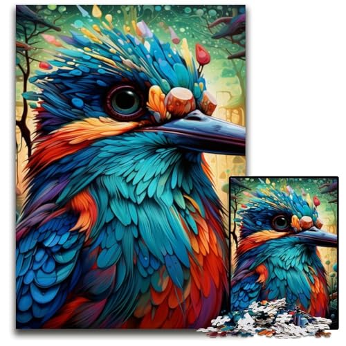 Farbvogel-Puzzle für Erwachsene, 1000-teiliges Holzpuzzle für Erwachsene, anspruchsvolles Denkspiel für Teenager, Spaß für den Familienspieleabend, 50x75cm/19,68x29,52 Zoll von MrChunlong