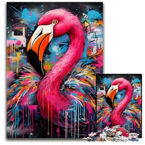 Flamingo-Graffiti-Puzzle, 1000 Teile, anspruchsvolles Denkspiel, Familienaktivität, Heimdekoration, 50x75cm/19,68x29,52 Zoll Flamingo-Graffiti-Puzzle, 1000 Teile, anspruchsvolles Denkspiel, Familienaktivität, Heimdekoration, 50x75cm/19,68x29,52 Zoll von MrChunlong