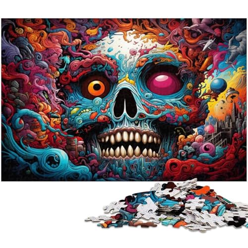 Geheimnisvoller bunter Totenkopf, 1000 Teile Puzzle für Erwachsene, Papppuzzle für Heimdekoration, Gehirntraining, 26x38cm/10,23x14,96 Zoll Geheimnisvoller bunter Totenkopf, 1000 Teile Puzzle für Erwachsene, Papppuzzle für Heimdekoration, Gehirntraining, 26x38cm/10,23x14,96 Zoll von MrChunlong